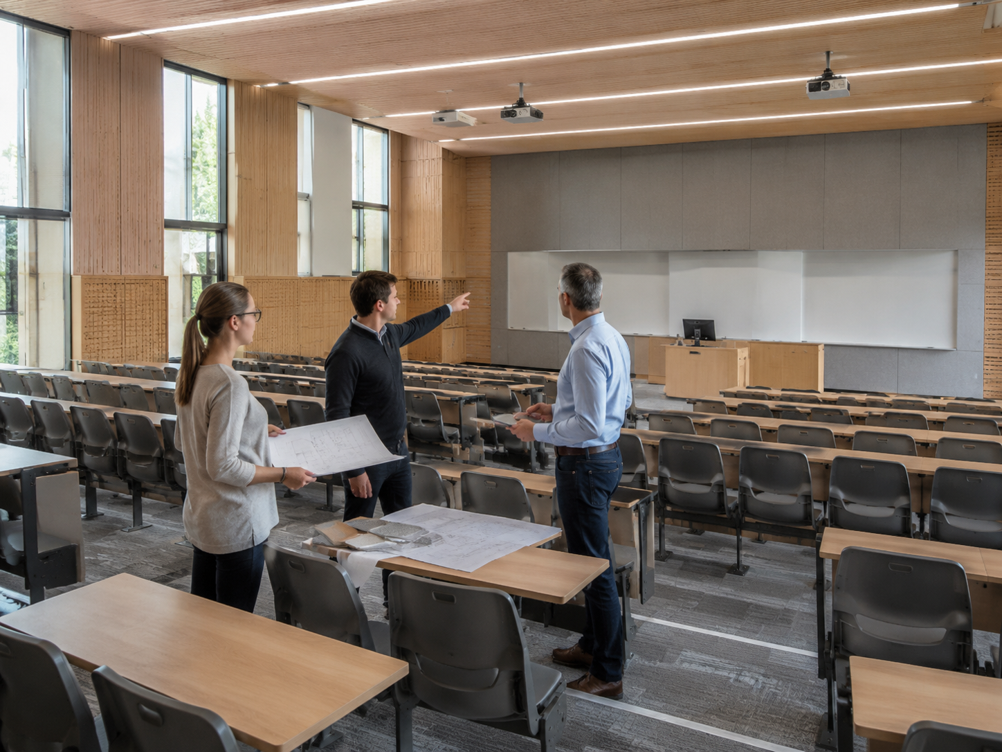 Lecture Room Furniture Planning: Seating and Writing Surfaces