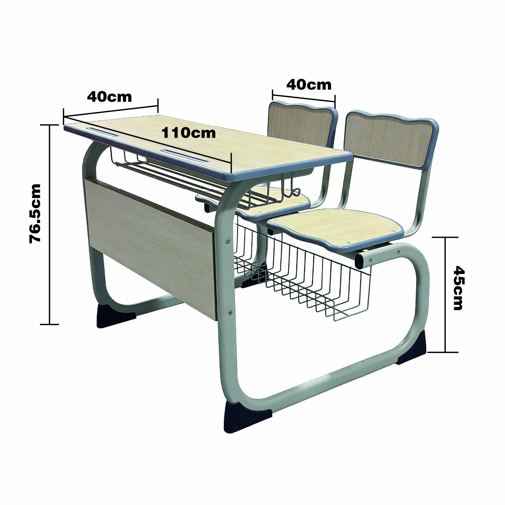 Modern Design Eco-friendly Premium Student Desk Chair Set with 2 Drawers Adjustable Height Metal Material School Sets Made China